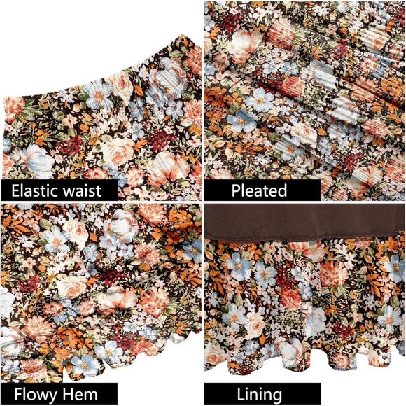 Chic Plus Size Women’s Chiffon Maxi Skirt - Fall Essential with Floral Prints - Picture 4 of 4